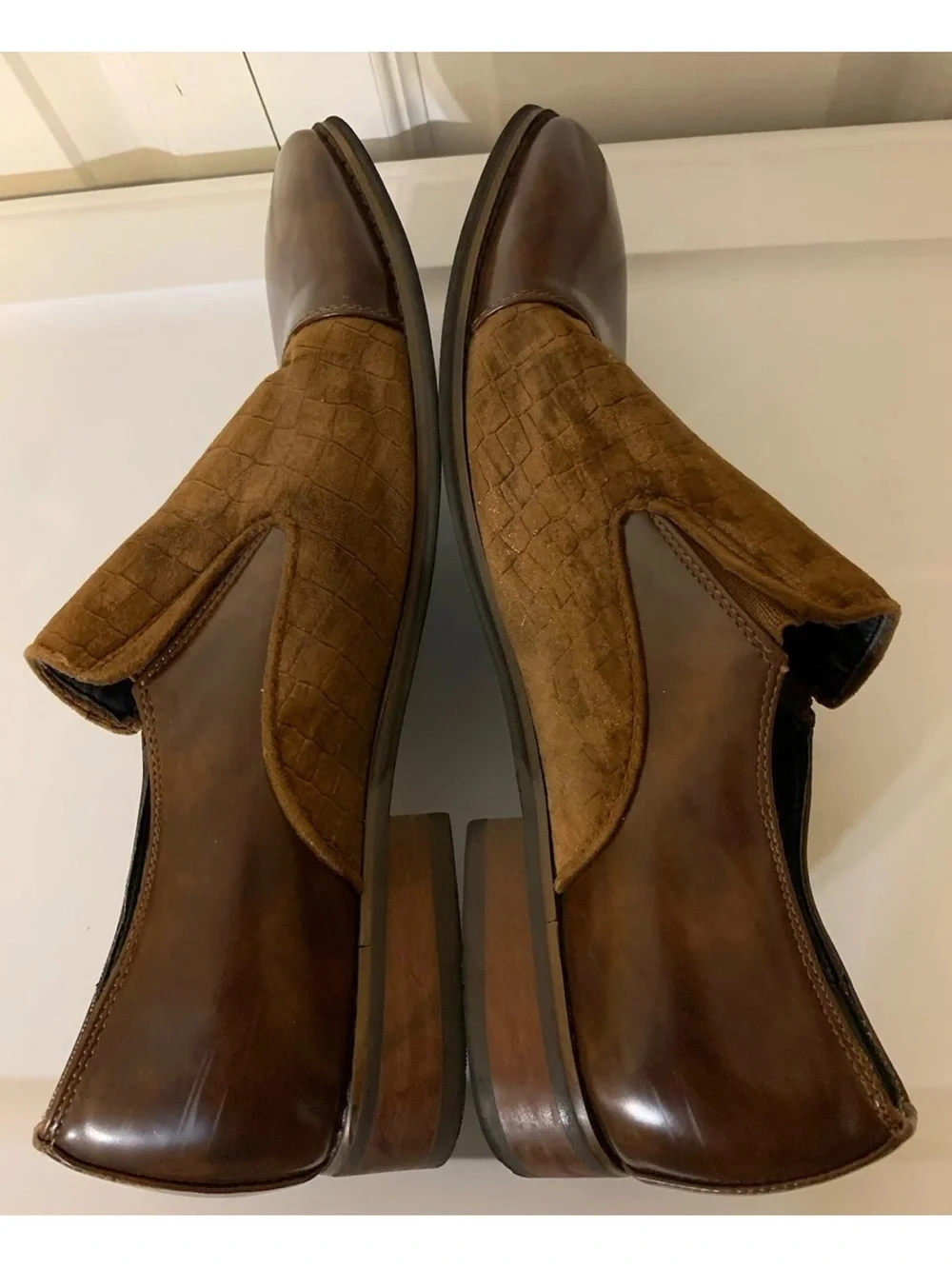 Amali Velvet Men's Sz 10 Slip‎ On Tuxedo Designer Dress Shoes Brown